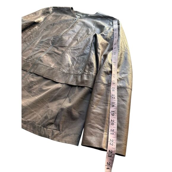 Lafayette 148 Two Tone Taupe Leather & Cotton Jacket Size S - Picture 12 of 12